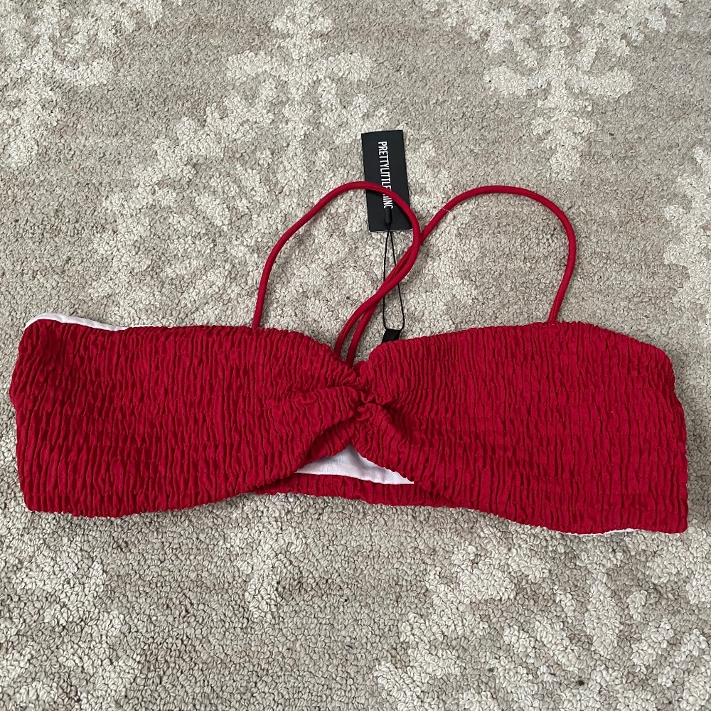 NWT PrettyLittleThing Red Bikini Top Sz. 10